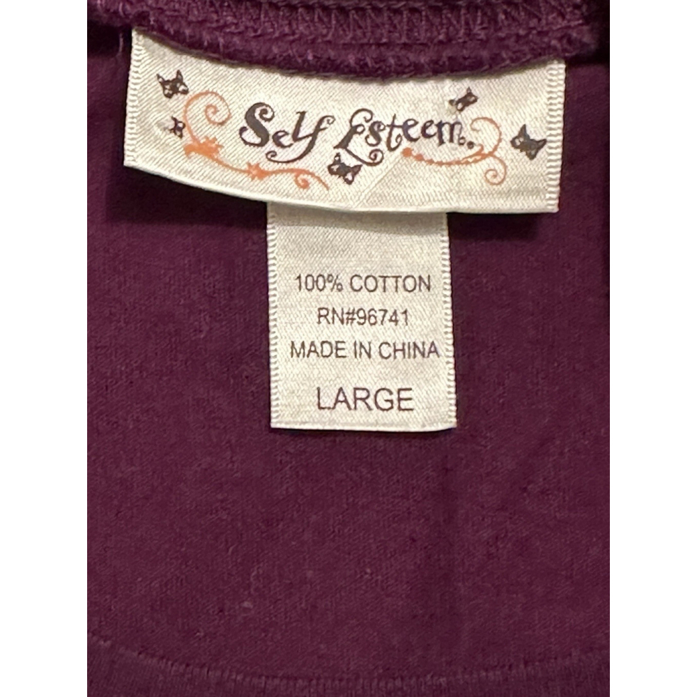 SELF ESTEEM Royalty Tee Shirt Top Womens Large Purple & Silver Slim Fit Blouse - Picture 7 of 14